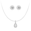 Halo Pear Moissanite Pendant Necklace And Sunflower Round Moissanite Stud Earrings