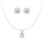 Round Moissanite Solitaire V Bale Pendant With Pavé Halo Stud Earrings