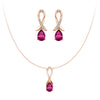 "You Are Supported And Protected" Pink Sapphire Necklace And Earrings Set