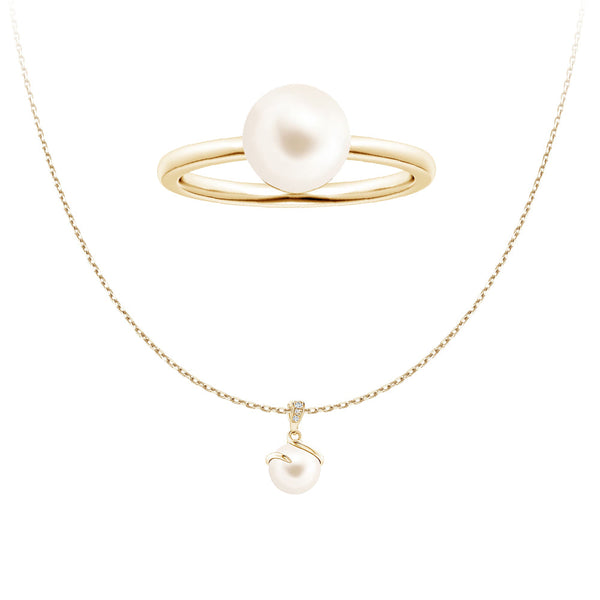 8mm Freshwater Cultured Pearl Pendant & Ring Set