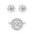 Double MicroPavé Halo Rings And Sunflower Stud Earrings Set