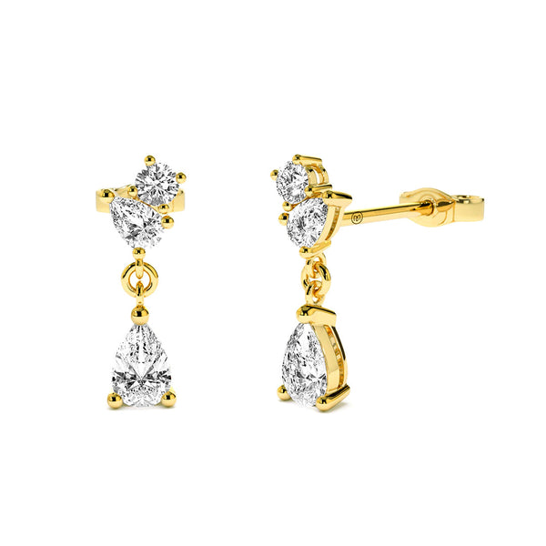 Teardrop Lab Grown White Sapphire Dangle Earrings