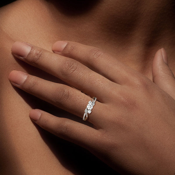 Three Stone Lab Grown Diamond Twisted Band Promise Ring