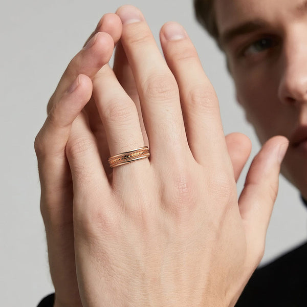 6mm Arrow Pattern Minimalist Men's Wedding Band