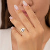 Princess Cut Moissanite Engagement Ring with Hidden Halo and Anniversary Stone Accent