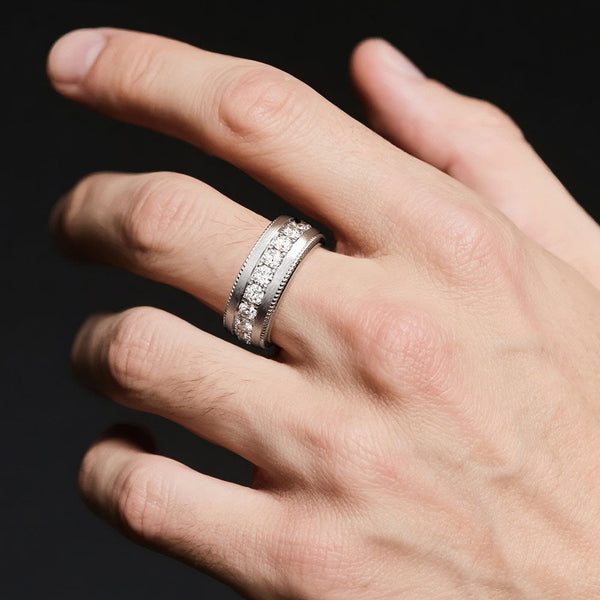 9mm Moissanite Men's Wedding Band