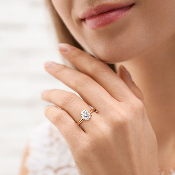Classic Solitaire Oval Cut Moissanite Engagement Ring