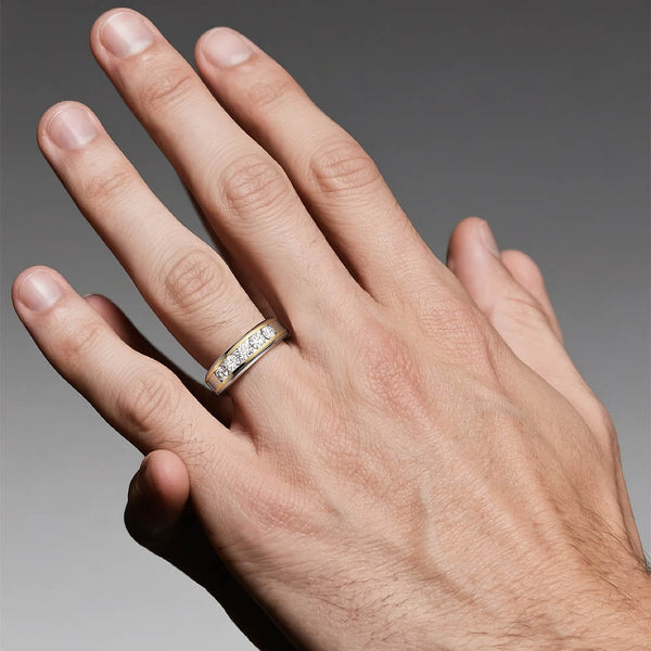 8mm Two Tone Channel Set Moissanite Men's Wedding Band