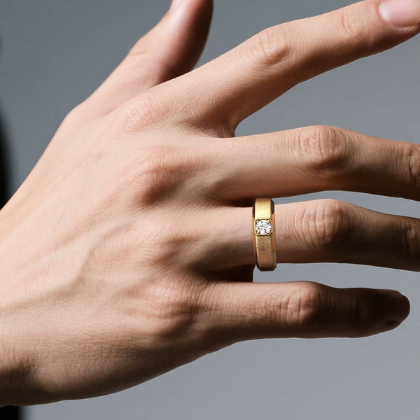 6.5mm Beveled Edge Solitaire Moissanite Men's Band