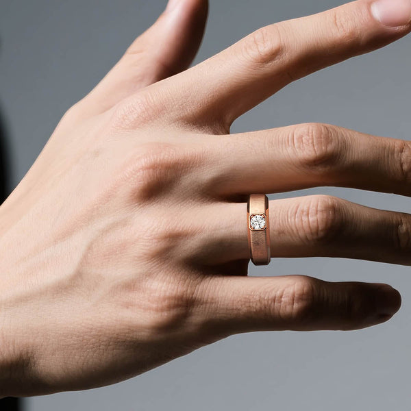 6.5mm Beveled Edge Solitaire Moissanite Men's Band