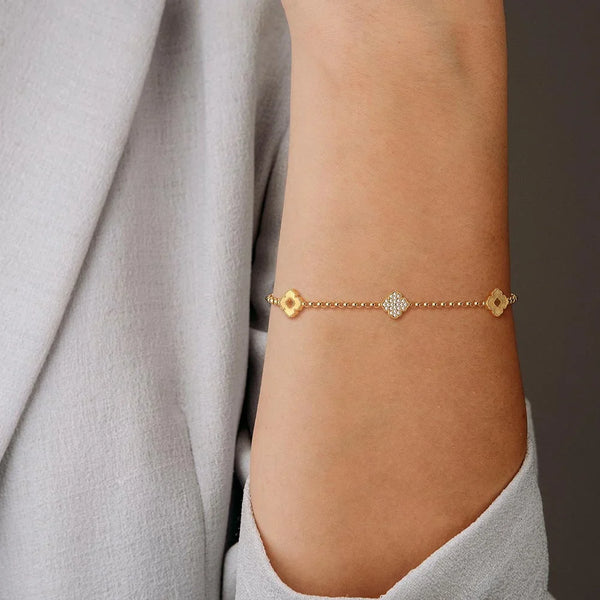 Blooming Petals Four Leaf Clover Lab Grown Diamond Bracelet