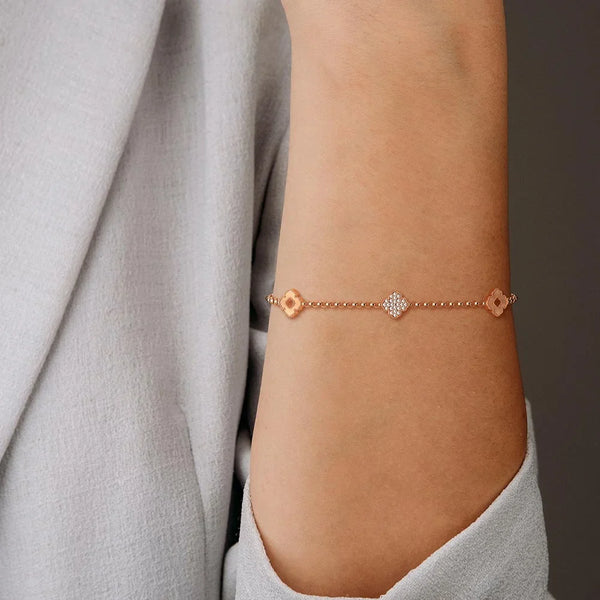 Blooming Petals Four Leaf Clover Lab Grown Diamond Bracelet