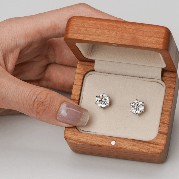 4 ctw Round Moissanite 6 Prong Stud Earrings