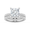 Princess Cut Moissanite Engagement Ring With Eternity Pave Band