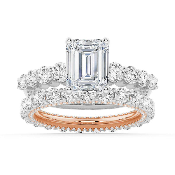 Classic Shared Prong Emerald Cut Moissanite Engagement Ring