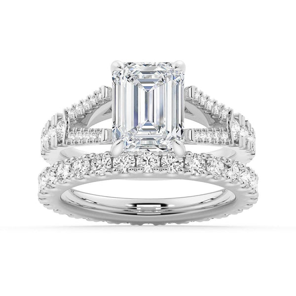 Emerald Cut Split Shank Moissanite Engagement Ring