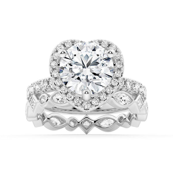 Brilliant Heart Moissanite Halo Engagement Ring