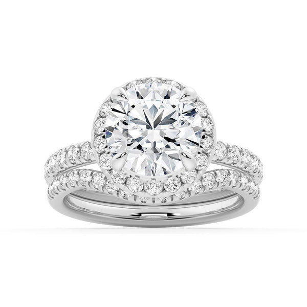 Round Brilliant Micropavé Halo Moissanite Engagement Ring