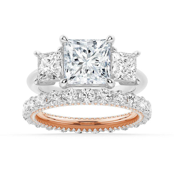 Princess Cut Three Stone Moissanite Engagement Ring