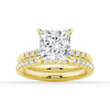 Princess Cut Hidden Halo Moissanite Couple's Ring Set with Men's Wedding Band