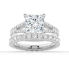 Princess Cut Split Shank Moissanite Couple's Ring Set with Men's Wedding Band