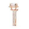 Oval Shaped Micropavé Halo Moissanite Engagement Ring With Eternity Band