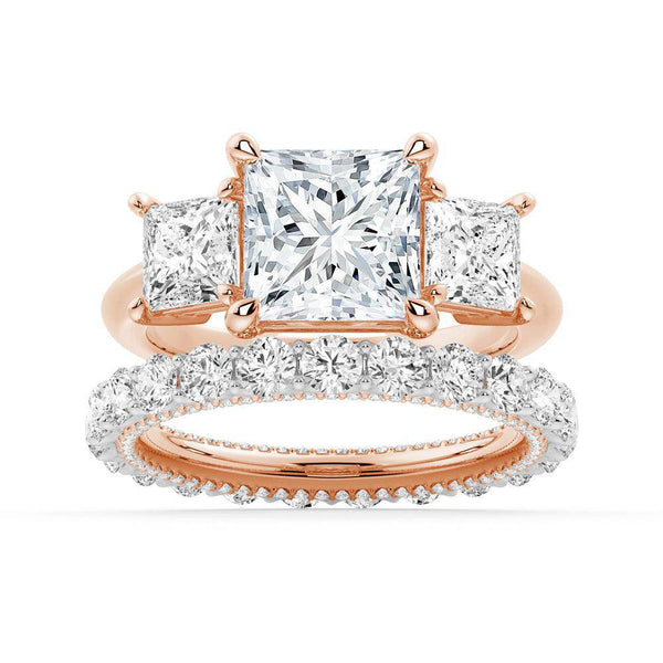 Princess Cut Three Stone Moissanite Engagement Ring