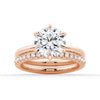 Six Prong Solitaire Hidden Halo Moissanite Ring Set with Matching Wedding Band
