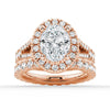 Oval Cut Split Shank Moissanite Halo Engagement Ring