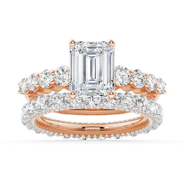 Classic Shared Prong Emerald Cut Moissanite Engagement Ring