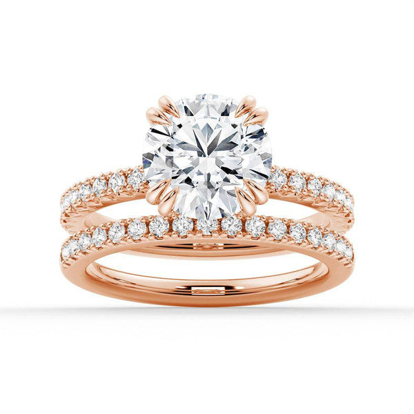 Moissanite Engagement Ring Solitaire With Pavé Accents