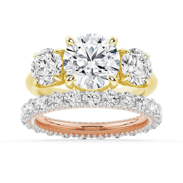 Round Cut Three Stone Moissanite Engagement Ring