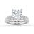 Princess Cut Hidden Halo Moissanite Ring Set with Matching Wedding Band