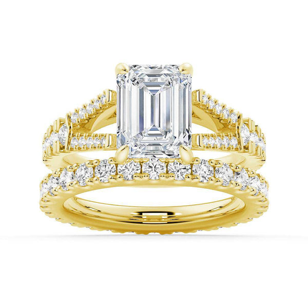 Emerald Cut Split Shank Moissanite Engagement Ring