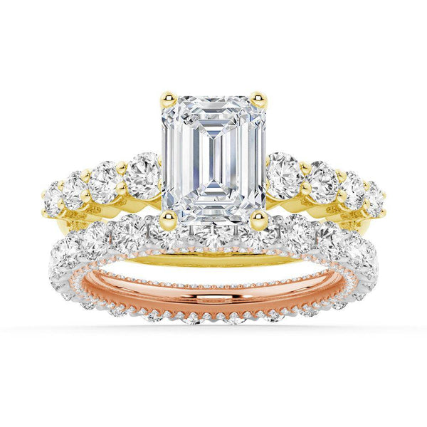 Classic Shared Prong Emerald Cut Moissanite Engagement Ring