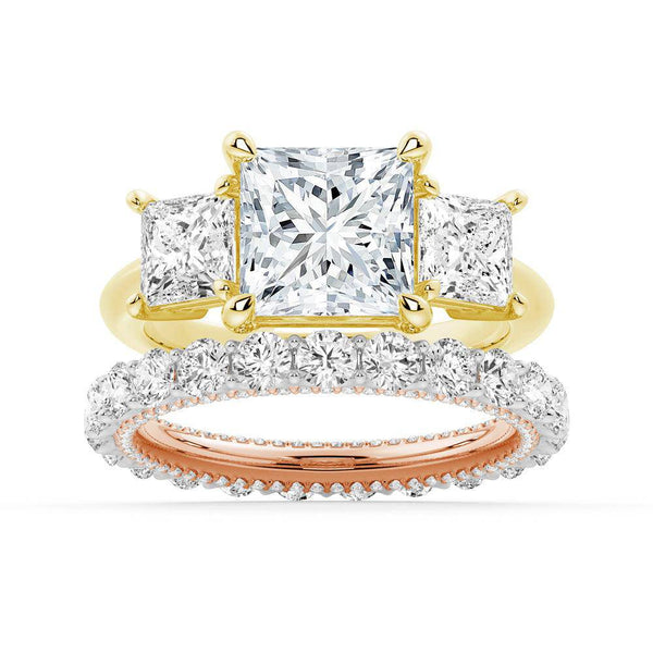 Princess Cut Three Stone Moissanite Engagement Ring