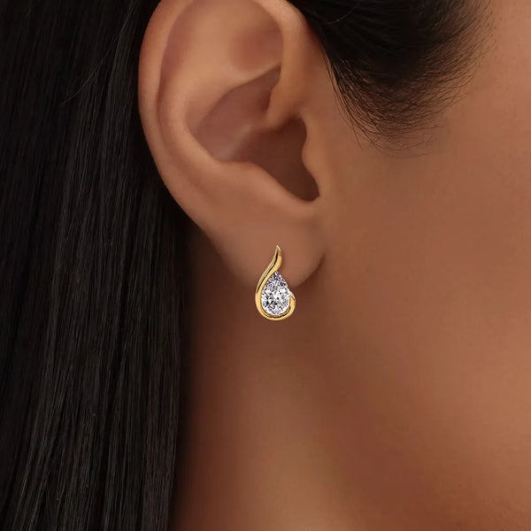Liquid Curve Teardrop Lab Grown Diamond Studs
