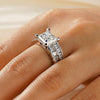 Unique Cinderella Staircase Princess Cut Moissanite Couple's Ring Set with Men's Wedding Band