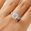 Princess Cut Hidden Halo Moissanite Ring Set with Matching Wedding Band