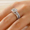 Cushion Cut Split Shank Moissanite Ring Set with Matching Wedding Band