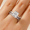 Solitaire Radiant Cut Moissanite Ring Set with Matching Wedding Band