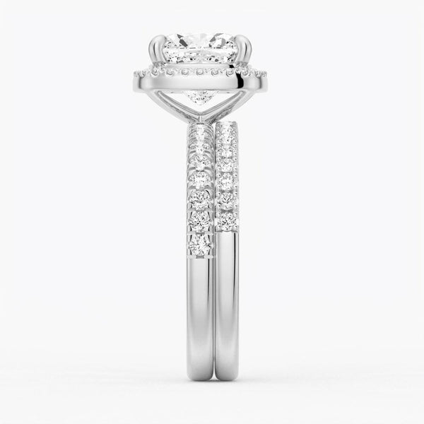 Cushion Cut Halo Moissanite Engagement Ring