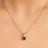 1.8 CT. Heart Emerald Solitaire Pendant with White Sapphire