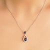 1.64 CT. Blue Sapphire and White Sapphire Drop Pendant