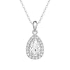 Halo Pear Moissanite Pendant Necklace And Sunflower Round Moissanite Stud Earrings