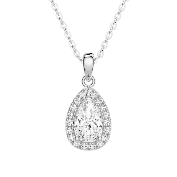 Halo Pear Moissanite Pendant Necklace And Sunflower Round Moissanite Stud Earrings