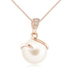 8mm Freshwater Cultured Pearl Pendant AndRing Set with Moissanite Accent