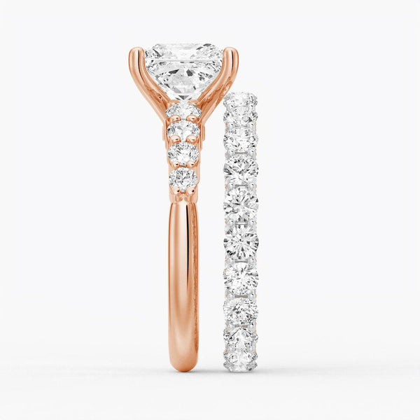 Classic Shared Prong Princess Cut Moissanite Engagement Ring