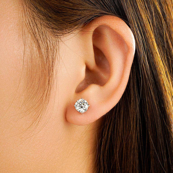 2ctw Round Brilliant 4 Prong Solitaire Stud Earrings