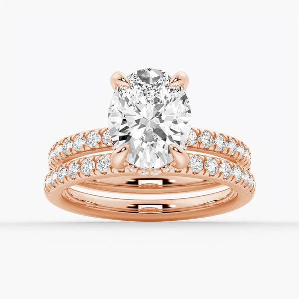 Micropavé Oval Moissanite Engagement Ring With Hidden Halo